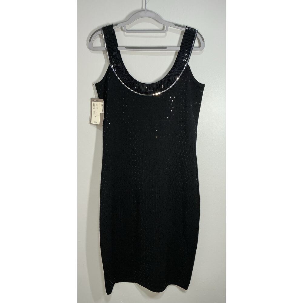 NWT St.John Evening Vintage Beaded Santana Knit Sleeveless Sheath Dress 8